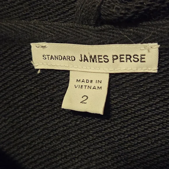 Standard James Perse Hooded Zip Front Sweatshirt Black Pockets Women's Medium - Picture 2 of 9